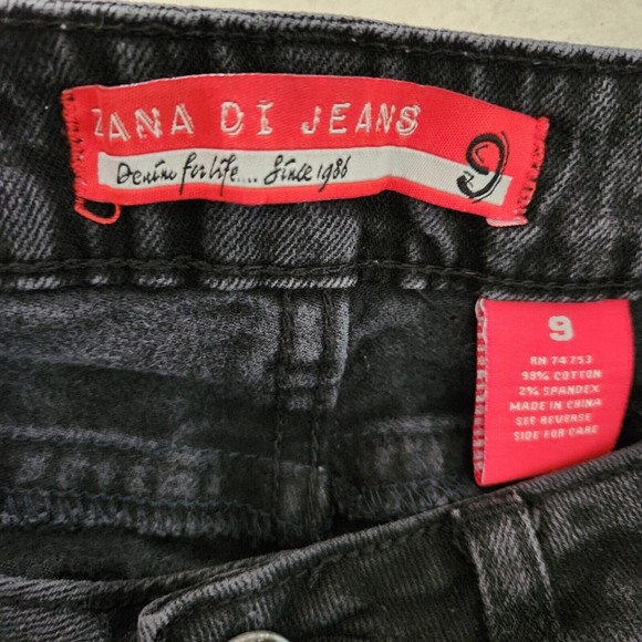Zana Di Jeans Black Biker Stretch Side Metal Rivets Small Women Size 9 - Picture 5 of 5